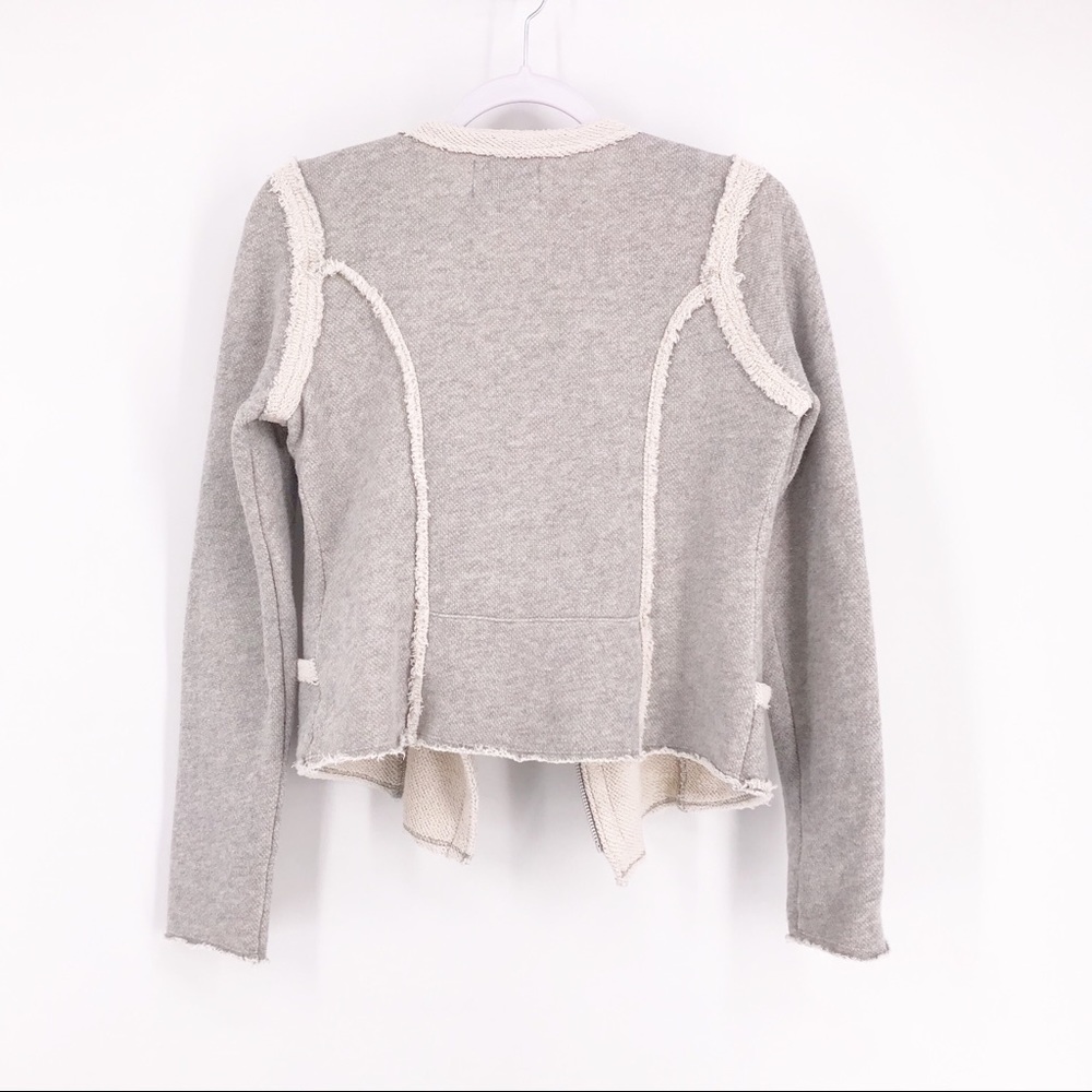 SOLD: Lucky Brand Gray Raw Edge Cotton Moto Jacket - Picture 5 of 8